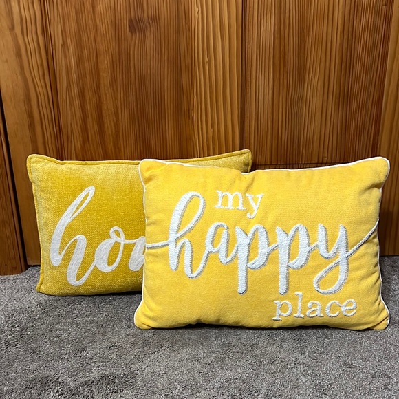 Accents Two Bright Cheerful Yellow Oblong Throw Pillows 14x2 This Is